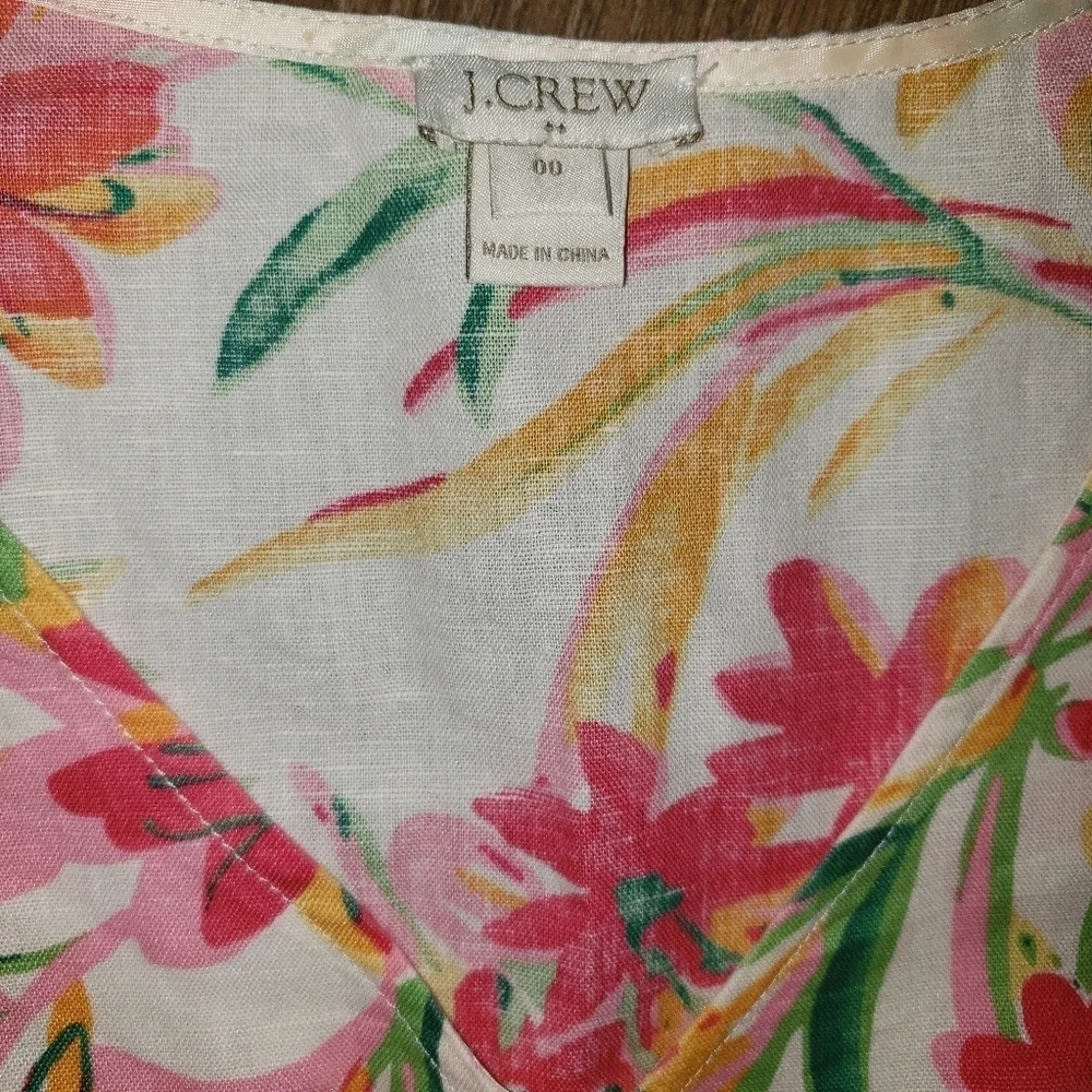 J CREW PEPLUM LINEN TROPICAL TOP SZ 00